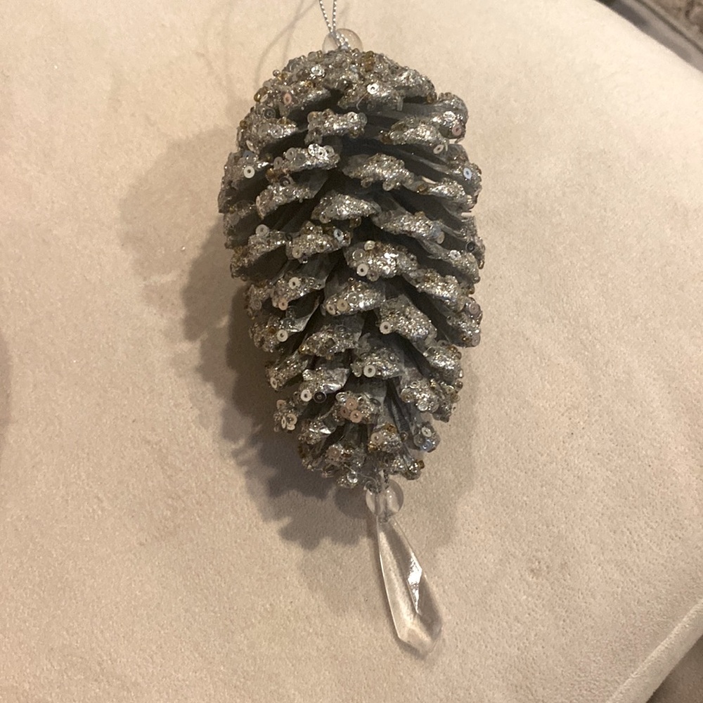 Silver Pinecone Ornament